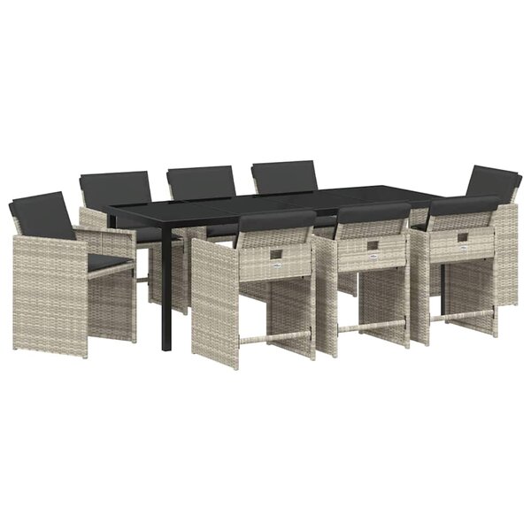 vidaXL Ensemble de salle à manger pour jardin 9 Pièces Gris clair