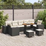 vidaXL Ensemble de canapé de jardin 10 Pièces Noir polyrotin