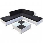 vidaXL Salon de jardin 6 Pièces avec coussins Résine tressée Blanc