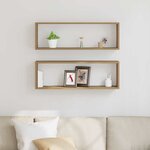 vidaXL Étagère murale avec étagère 2 Pièces Chêne artisan 80 x 15 x 26 cm