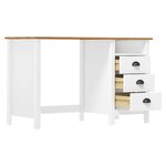 Bureau table poste de travail meuble d'ordinateur informatique étude Hill avec 3 tiroirs 120 x 50 x 74 cm Pin solide blanc 02_0023858
