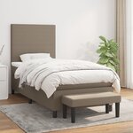 vidaXL Sommier à lattes de lit avec matelas Taupe 100x200 cm Tissu