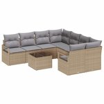 vidaXL Ensemble de canapé de jardin 9 Pièces Beige  Gris 55 x 55 x 37 cm