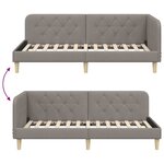 vidaXL Cadre de lit d'angle avec tête de lit Taupe 90 x 190 cm tissu