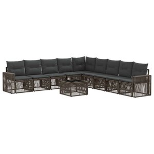 vidaXL Ensemble de canapé de jardin 10 Pièces Gris et Gris foncé