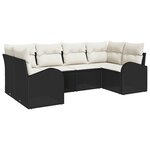 vidaXL Ensemble de canapé de jardin 6 Pièces Noir Poly rotin