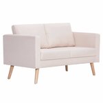 vidaXL Canapé à 2 places Tissu Crème