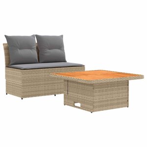 vidaXL 2 Pièce Canapé du milieu de jardin avec table relevable