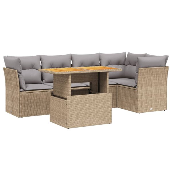 vidaXL Salon de jardin avec coussins 5 Pièces beige résine tressée
