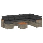 vidaXL Salon de jardin 9 Pièces avec coussins gris résine tressée
