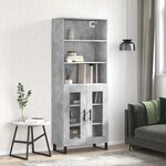 vidaXL Buffet haut Gris béton 69 5x34x180 cm Bois d'ingénierie