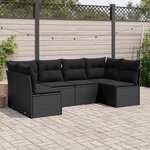 vidaXL Salon de jardin 6 Pièces avec coussins noir résine tressée