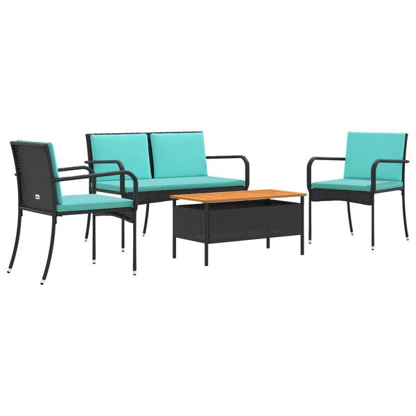 vidaXL Ensemble de jardin Noir polyrotin