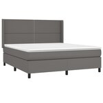 vidaXL Sommier à lattes de lit matelas LED Gris 180x200 cm Similicuir