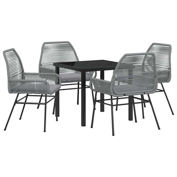 vidaXL Ensemble de salle à manger pour jardin 5 Pièces Gris polyrotin