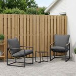 vidaXL Ensemble de canapé de jardin 3 Pièces Noir et anthracite Acier