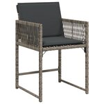 vidaXL Ensemble de Salle à Manger de Jardin de 5 Pièces avec Coussins Gris en Rattan Poly