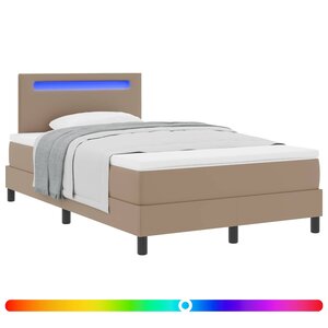 vidaXL Lit à ressorts avec matelas Cappuccino 120 x 200 cm Simili cuir