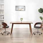 vidaXL Chaise pivotante de bureau Gris Bois courbé et tissu