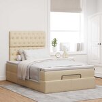 vidaXL Cadre de lit ottoman avec matelas crème 120x190 cm tissu