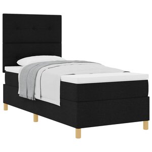 vidaXL Lit à ressorts avec matelas Noir 90 x 190 cm tissu