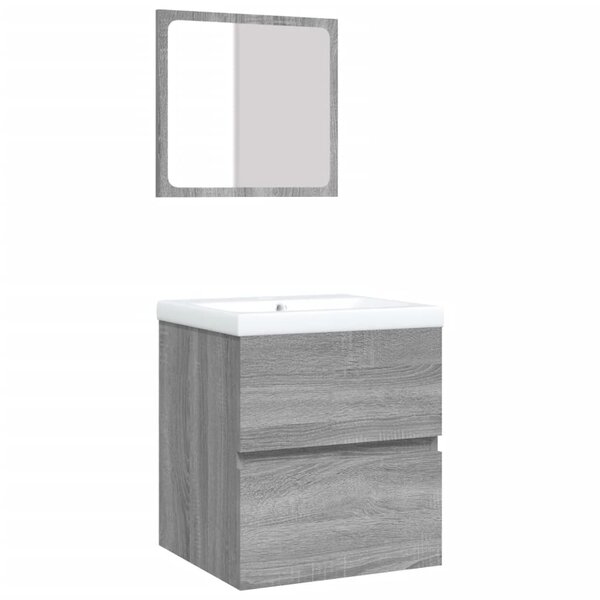 vidaXL Armoire lavabo de salle de bain et bassin et miroir sonoma gris