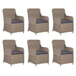 vidaXL Salon de jardin avec coussins 7 Pièces Résine tressée Marron