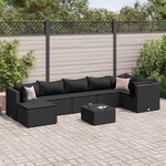 vidaXL Salon de jardin 8 Pièces avec coussins noir résine tressée