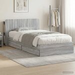 vidaXL Cadre de lit avec rangement avec tiroir Sonoma gris 90 x 190 cm