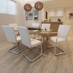 vidaXL Chaises à manger cantilever lot de 6 blanc similicuir
