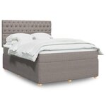 vidaXL Sommier à lattes de lit avec matelas Taupe 140x200 cm Tissu