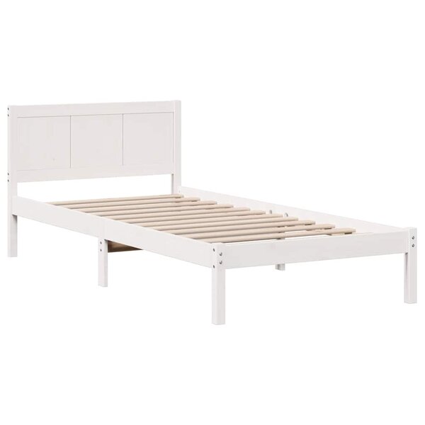 vidaXL Cadre de lit Blanc 100 x 200 cm Bois de pin massif