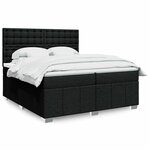 vidaXL Sommier à lattes de lit avec matelas Noir 200x200 cm Tissu