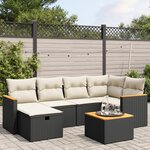 vidaXL Salon de jardin 7 Pièces avec coussins noir résine tressée