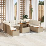 Canapé de jardin 6 pièces avec coussins en poly rattan beige