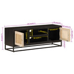 vidaXL Meuble TV noir 110x30x40 cm bois massif de manguier et fer