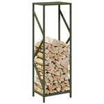 vidaXL Portant de bois chauffage vert olive 34x25x100 cm