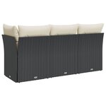 vidaXL Canapé de jardin avec coussins 3 places noir résine tressée
