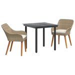 vidaXL Ensemble de salle à manger de jardin 3 pièces en rotin polybeige
