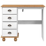 vidaXL Bureau "ASKIM" avec tiroirs Blanc 95x40x75 cm en Bois Massif de Pin