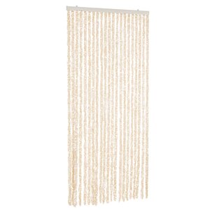 vidaXL Rideau anti-mouches beige et blanc 56x200 cm chenille
