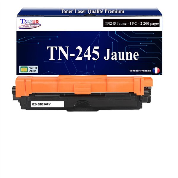 T3AZUR - Toner compatible avec Brother TN245  pour Brother DCP-9022CDW  DCP9022CDW - Jaune