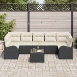vidaXL Ensemble de canapé de jardin avec coussin 8 Pièces Noir et Crème