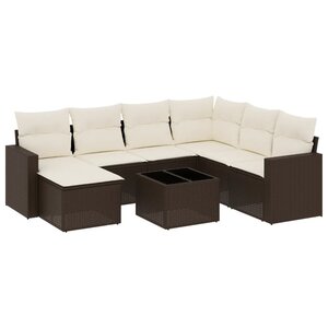 vidaXL Salon de jardin 8 Pièces avec coussins marron résine tressée