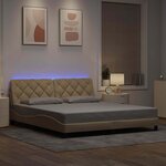 vidaXL Cadre de lit avec LED sans matelas crème 180x200 cm tissu