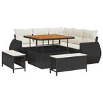 Set de Canapé de Jardin vidaXL de 8 Pièces avec Coussins Noir Poly Rattan Acacia