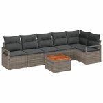 vidaXL Ensemble de canapé de jardin avec coussin 7 Pièces Gris Poly rotin
