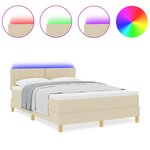 vidaXL Lit avec sommier et matelas design LED crème 160x200 cm en tissu
