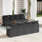 vidaXL Ensemble de canapé de jardin 9 Pièces Noir