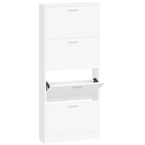vidaXL Armoire à chaussures Blanc 59x17x150 cm Bois d'ingénierie